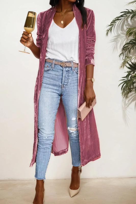 Open Front Long Sleeve Longline Cardigan
