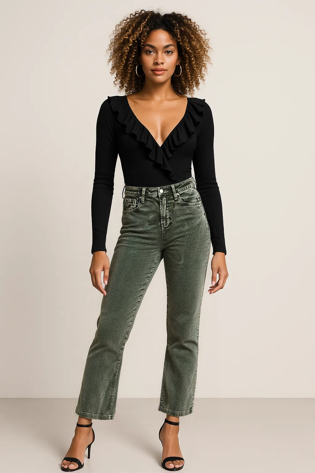 High Rise Wide Leg Corduroy Jeans Plus Size