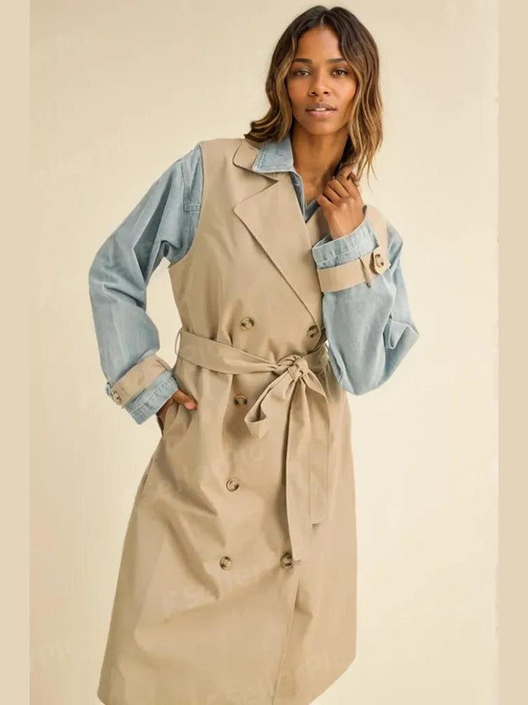 Denim Layered Trench Coat