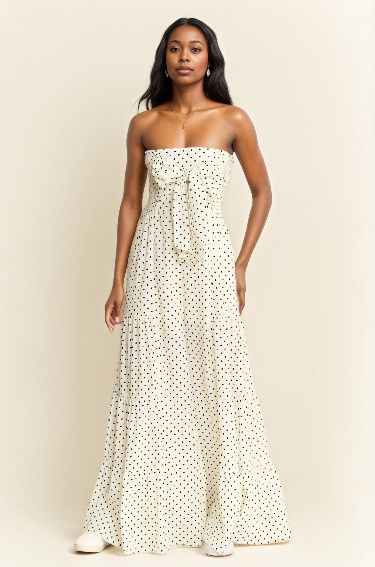 Polka Dot Tie Front Jumpsuit