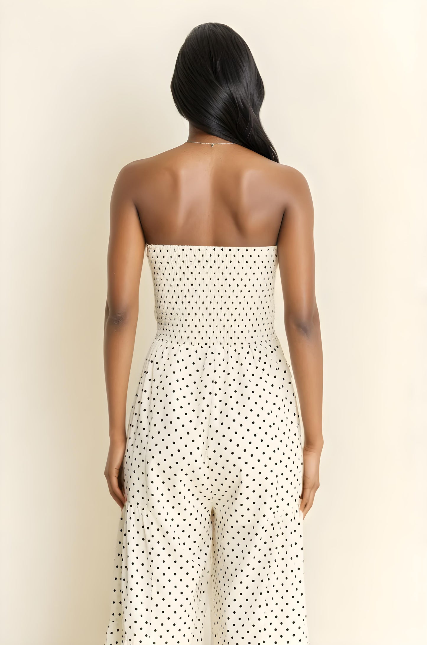 Polka Dot Tie Front Jumpsuit