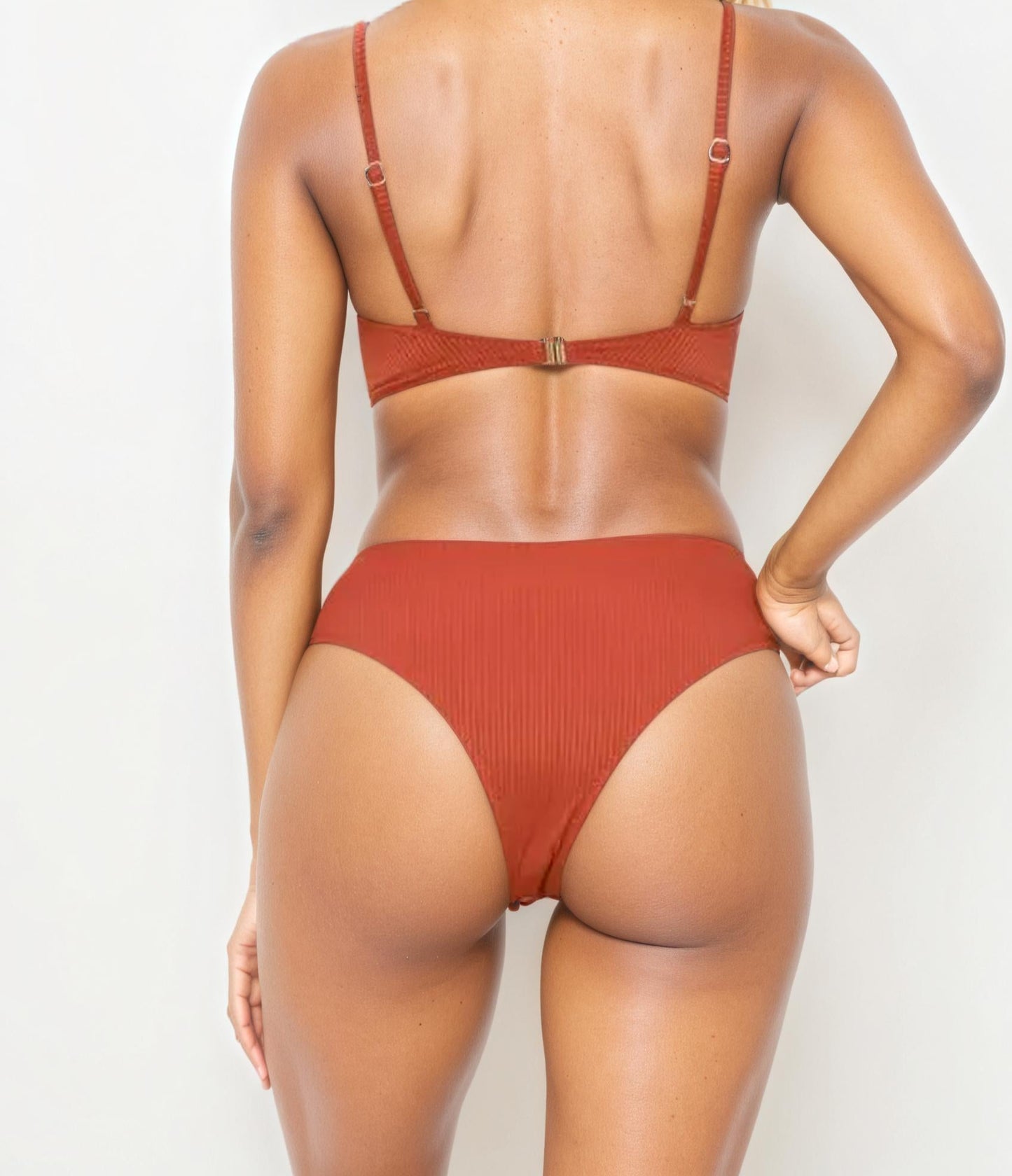 Ribbed Plunge Bikini Swimsuit