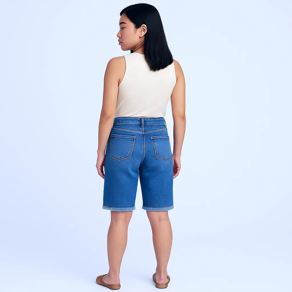 Mid Rise Fit Bermuda Short w/ Tummy Control