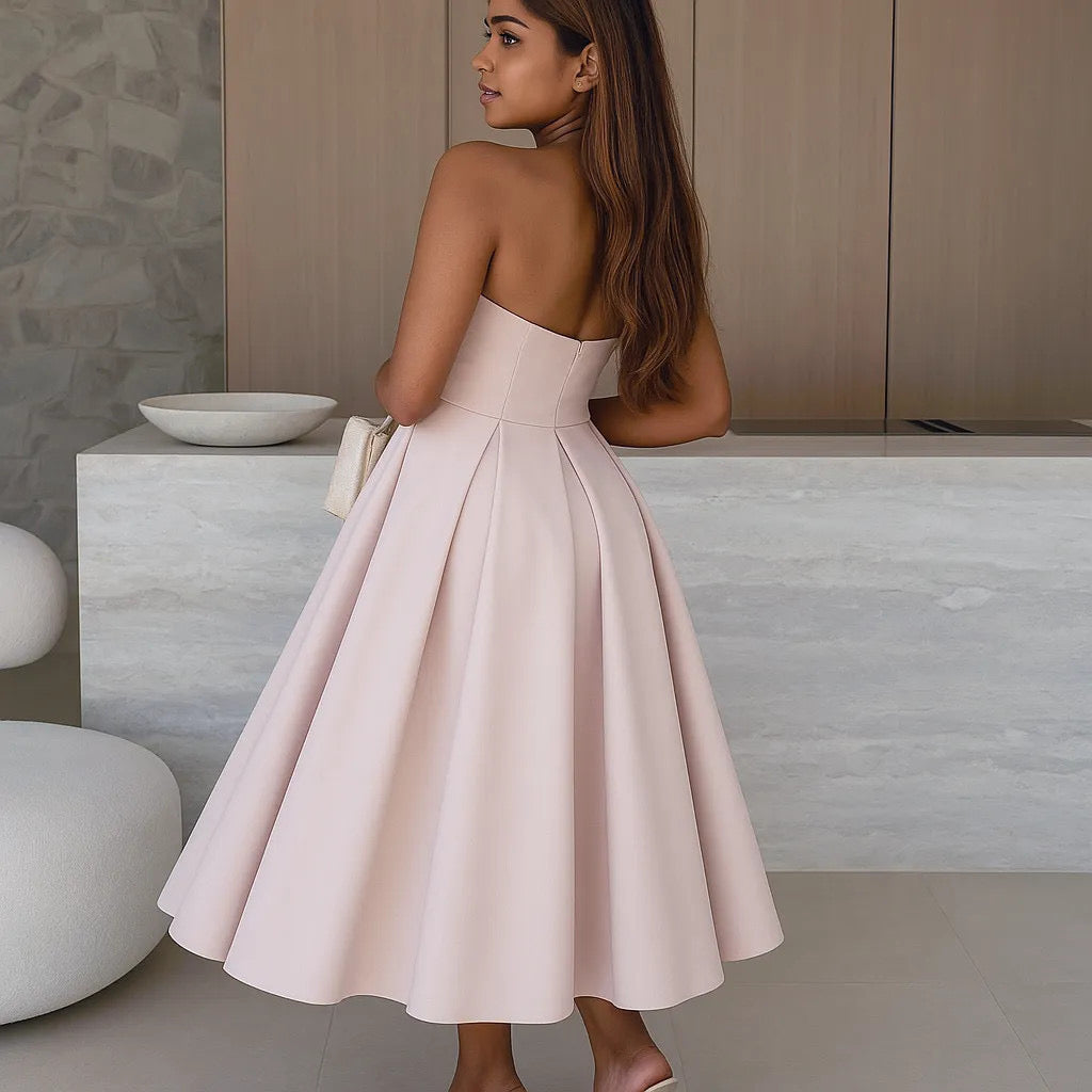 Solid Tube w/ A-Line Midi Dress