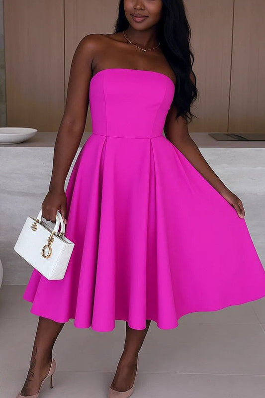 Solid Tube w/ A-Line Midi Dress