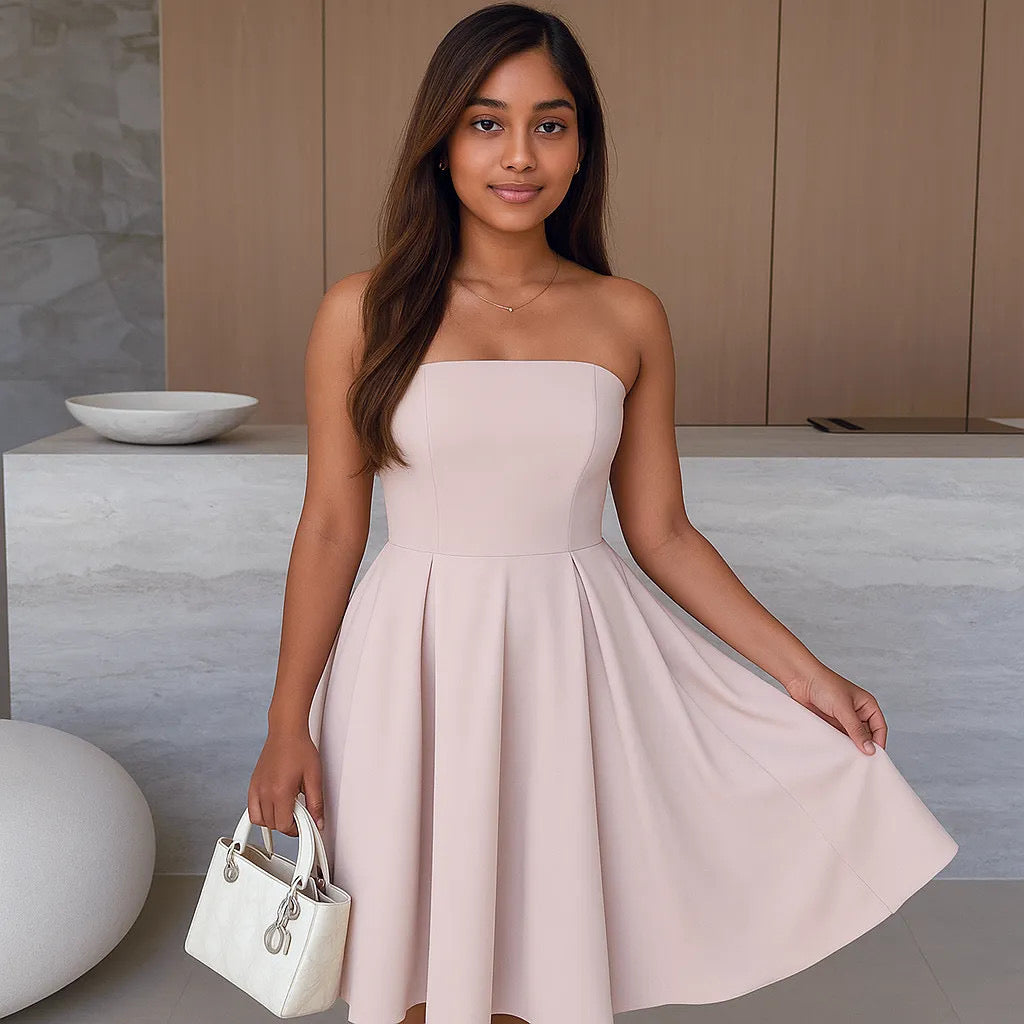 Solid Tube w/ A-Line Midi Dress