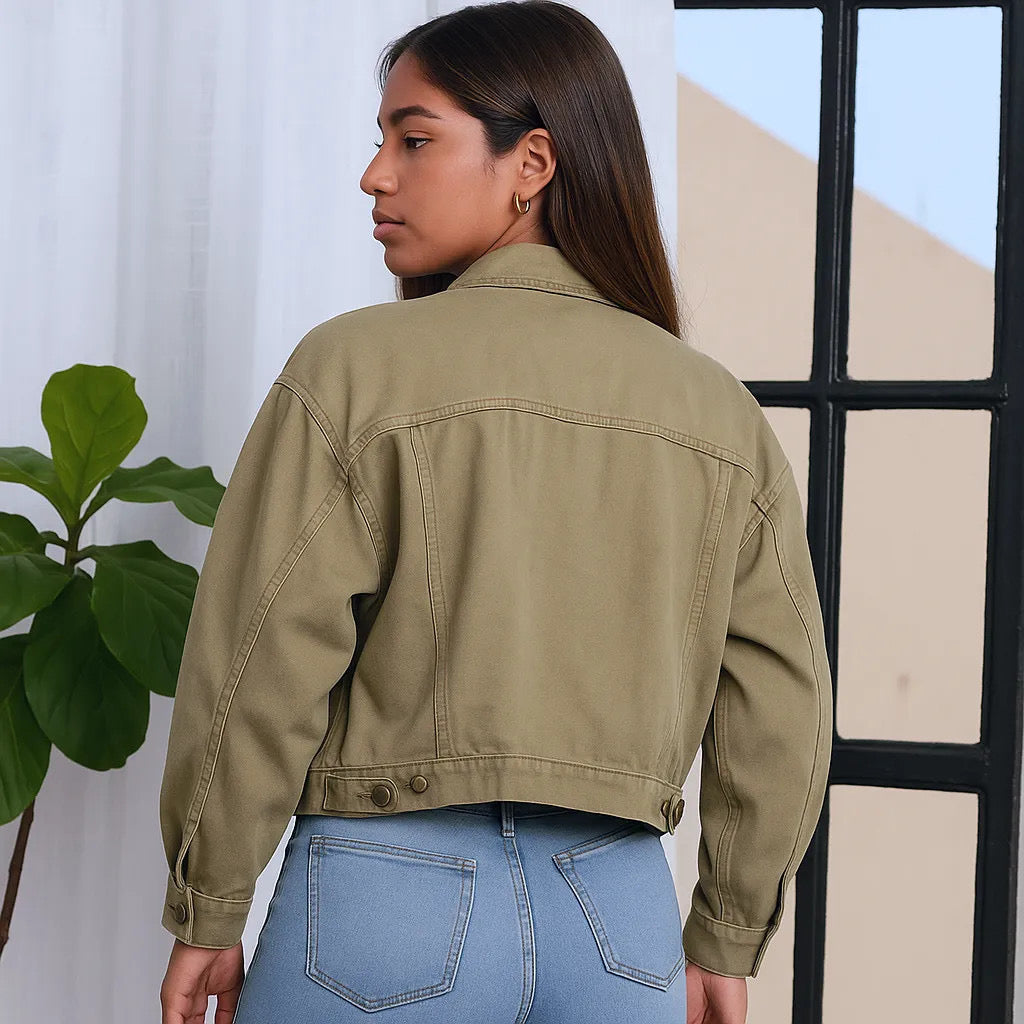 Cotton Cropped Pocket Jacket