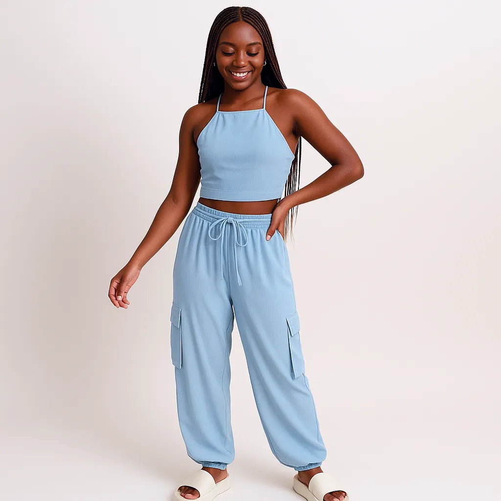 Crop Top and Cargo Pants Set