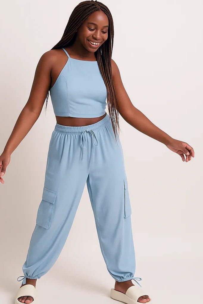 Crop Top and Cargo Pants Set