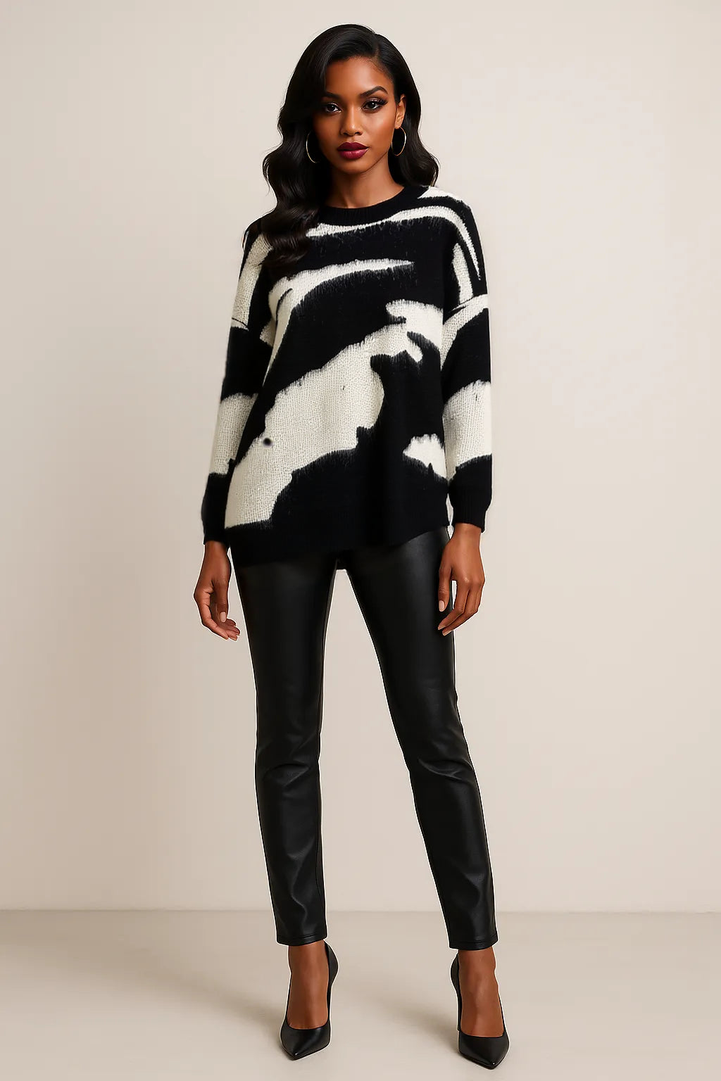 Contrast Long Sleeve Oversized Sweater