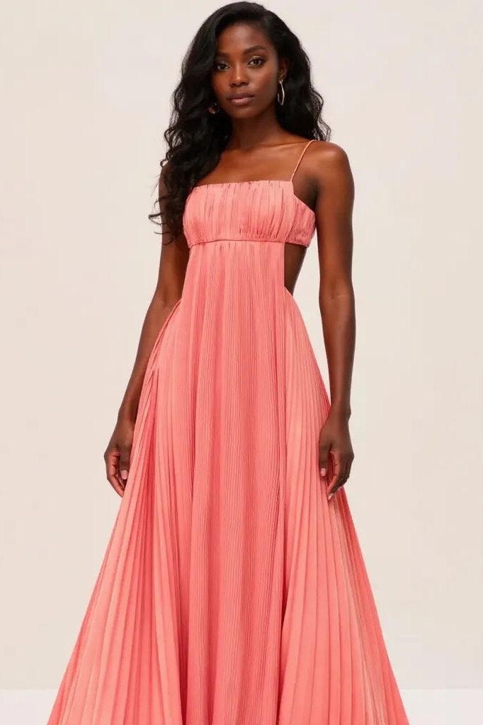 Cutout Ruched Maxi Cami Dress