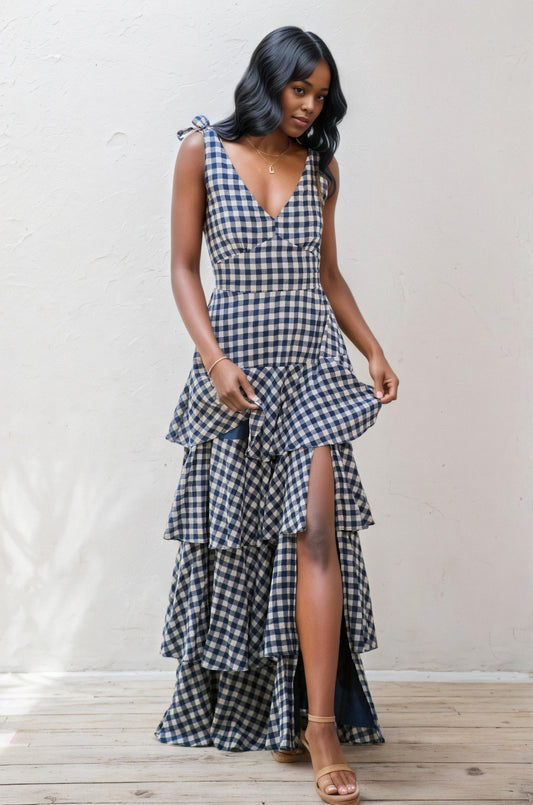 Gingham Tiered Maxi Dress