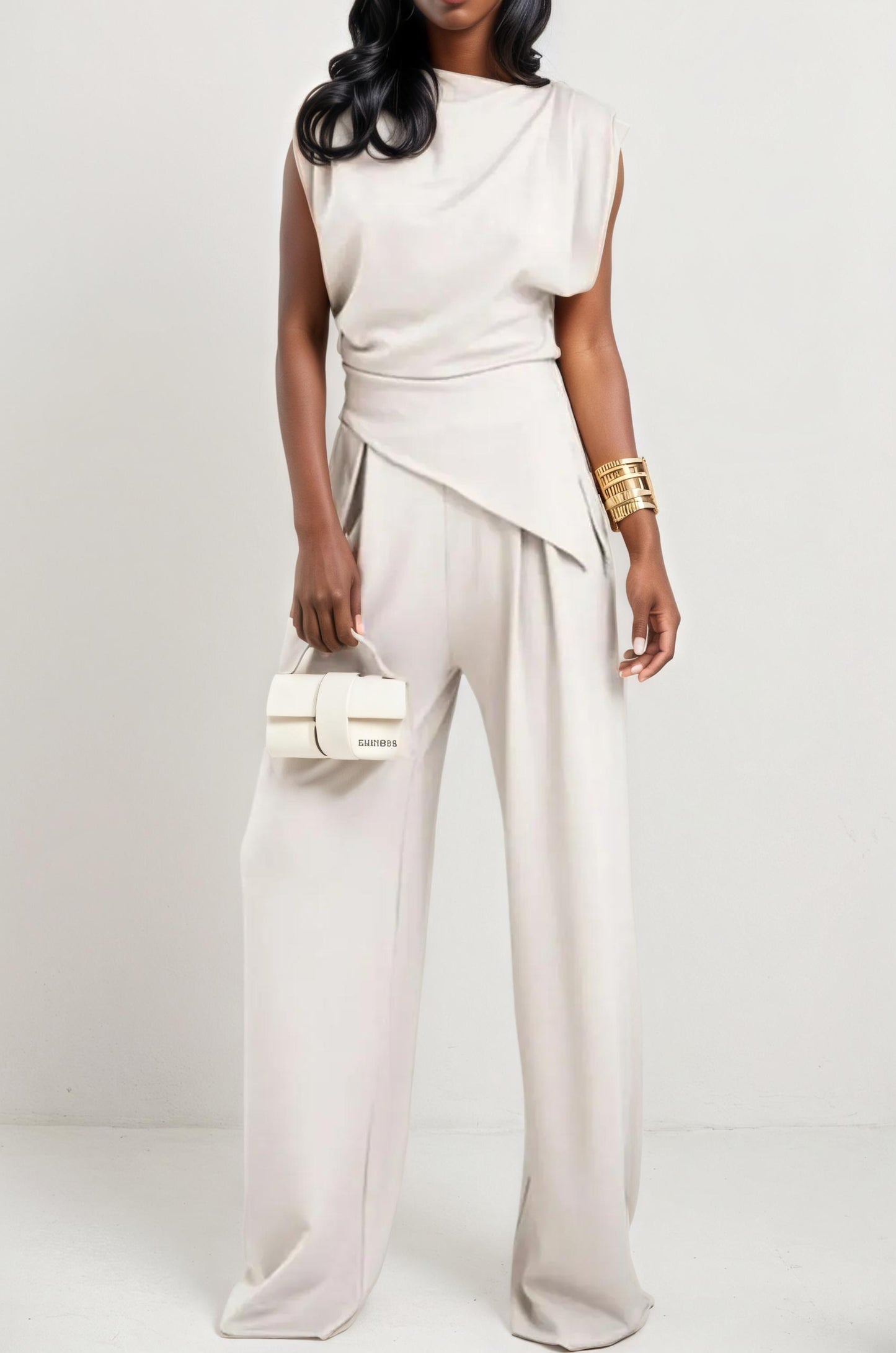 Asymmetrical Top and Pants Set