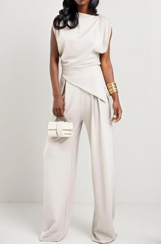 Asymmetrical Top and Pants Set