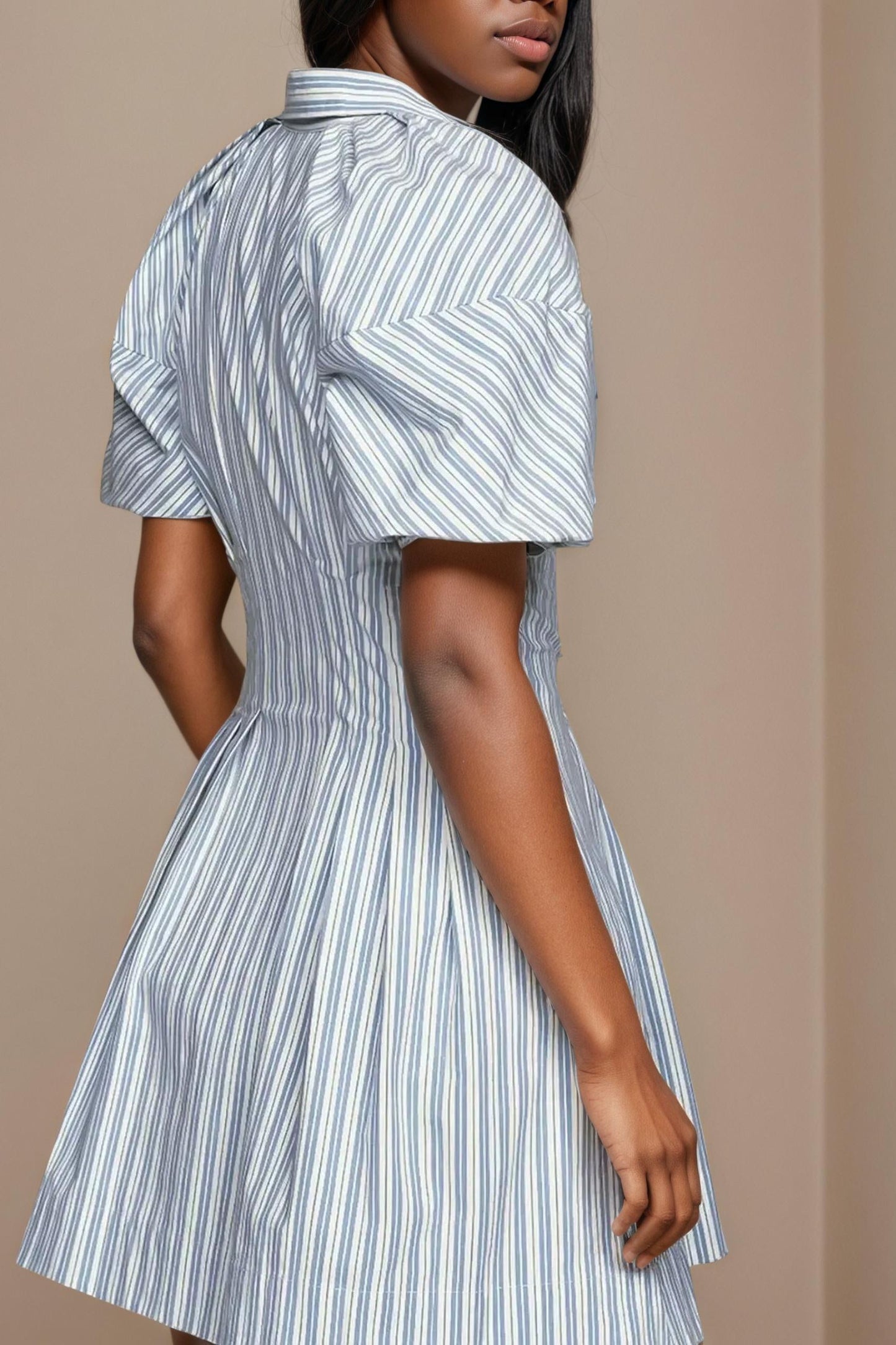 Button Front Knee Length Shirt Dress