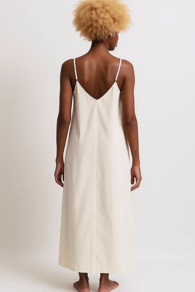 Cotton V-Neck Spaghetti Strap Dress