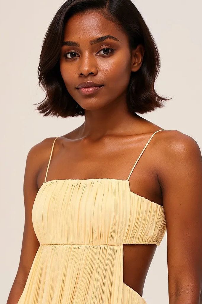 Cutout Ruched Maxi Cami Dress