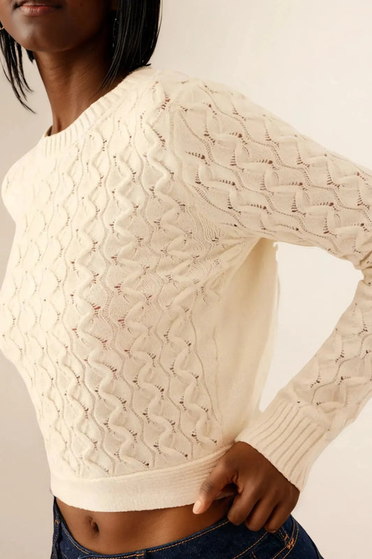 Cutout Bow Back Texture Sweater
