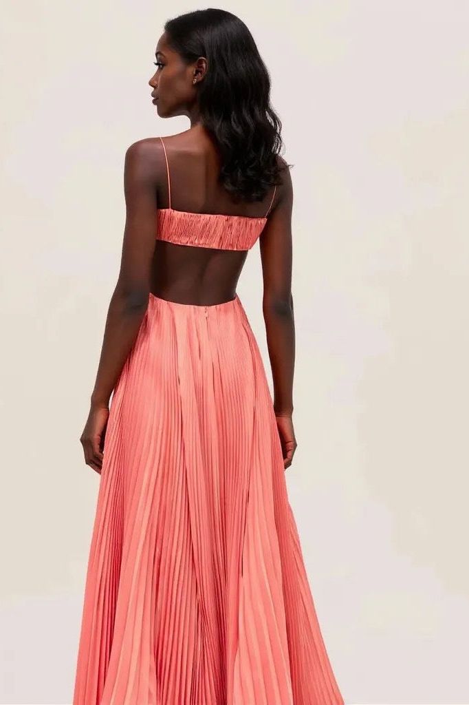 Cutout Ruched Maxi Cami Dress