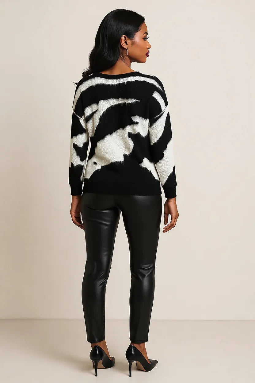 Contrast Long Sleeve Oversized Sweater