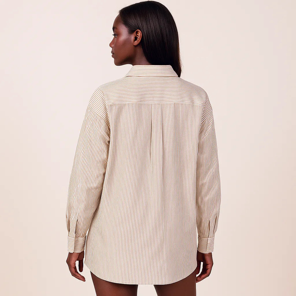 Collared Striped Button Up and Shorts Set