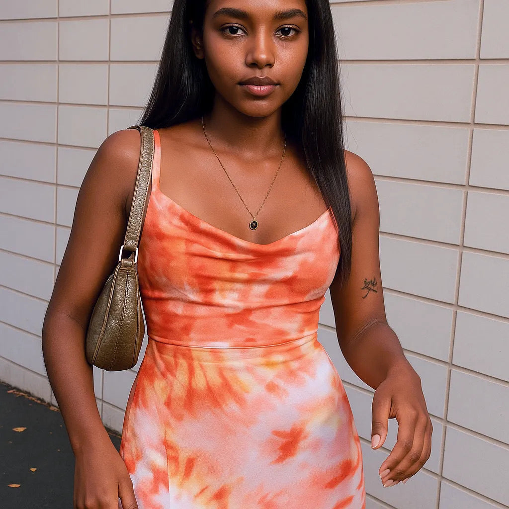 Backless Tie-Dye Maxi Cami Dress