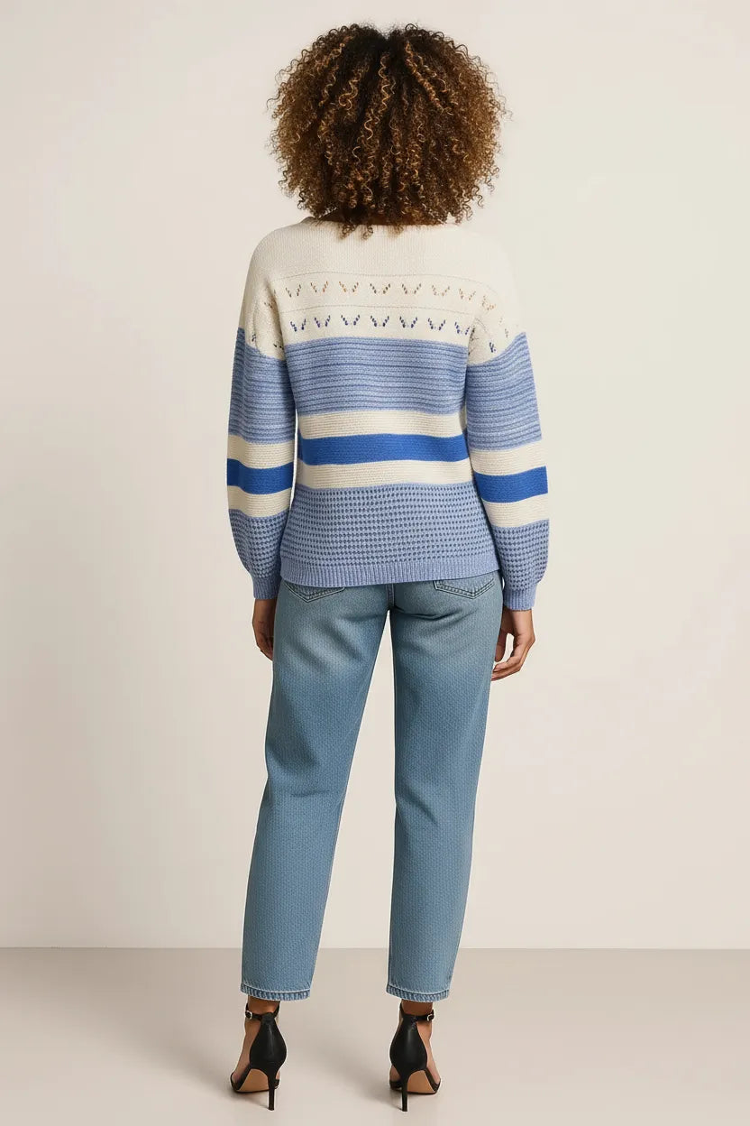 Contrast Round Neck Long Sleeve Sweater