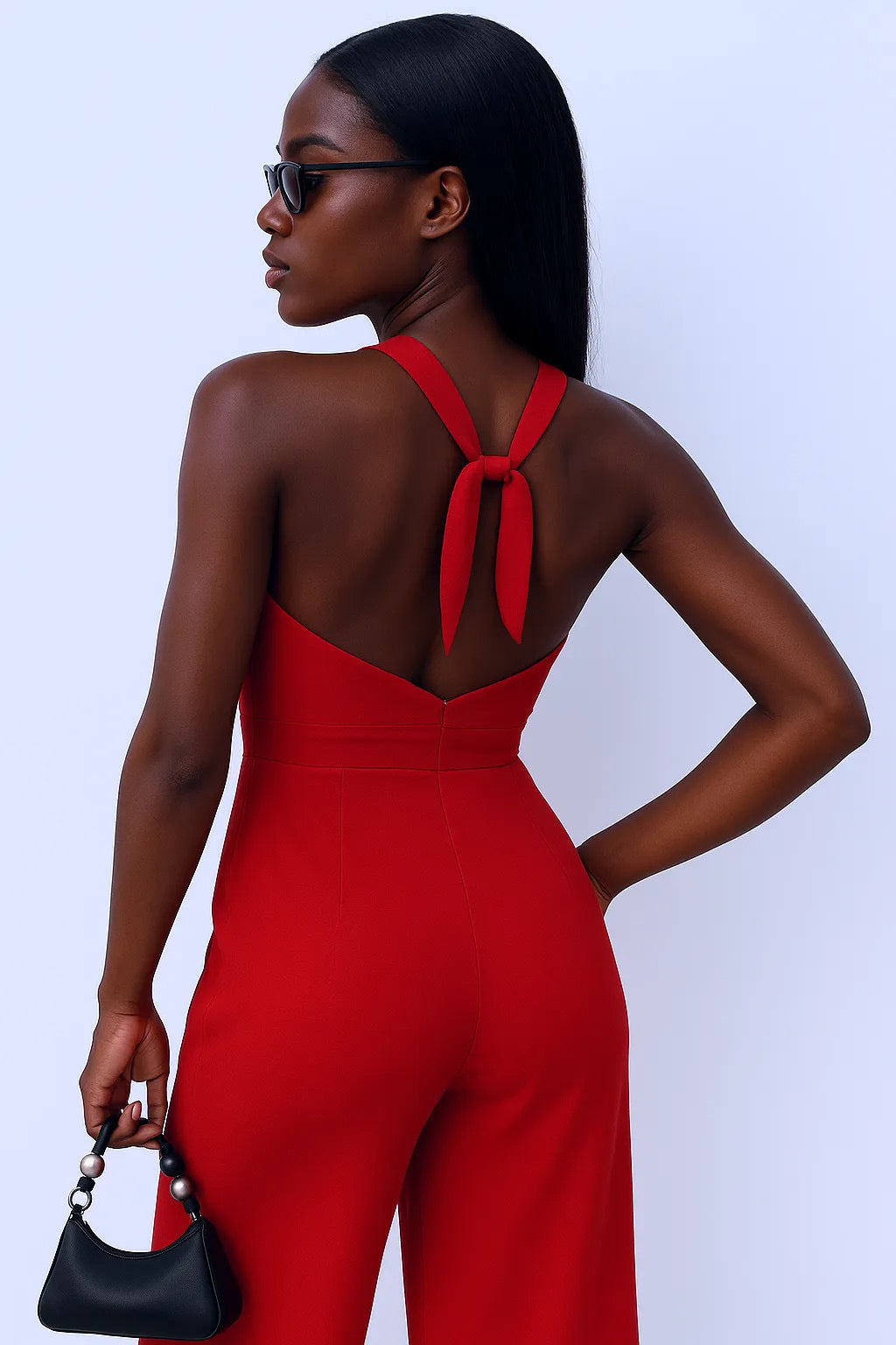 Wide Leg Cutout Halter Neck Jumpsuit