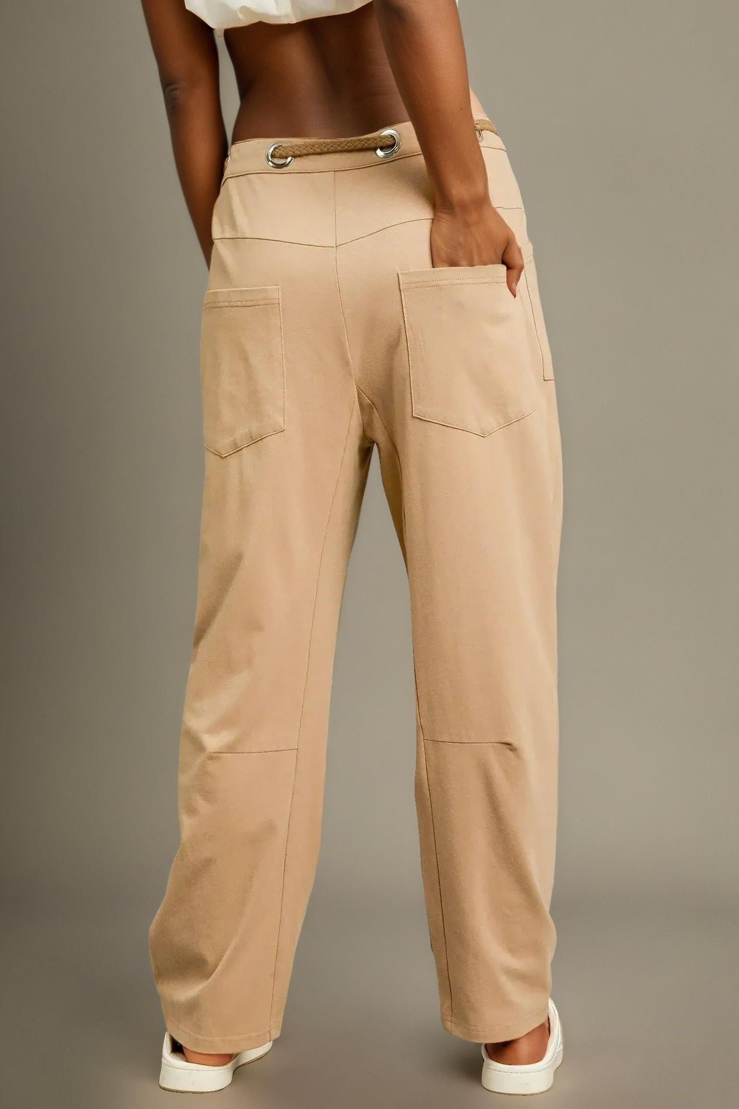 Cotton Cargo Drawstring Pants