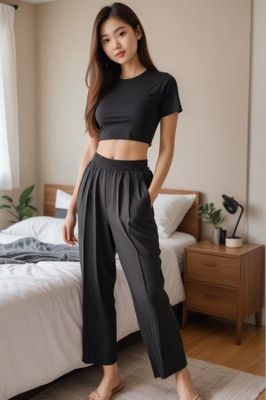 Cropped Short Sleeve Top and Pants Lounge Set