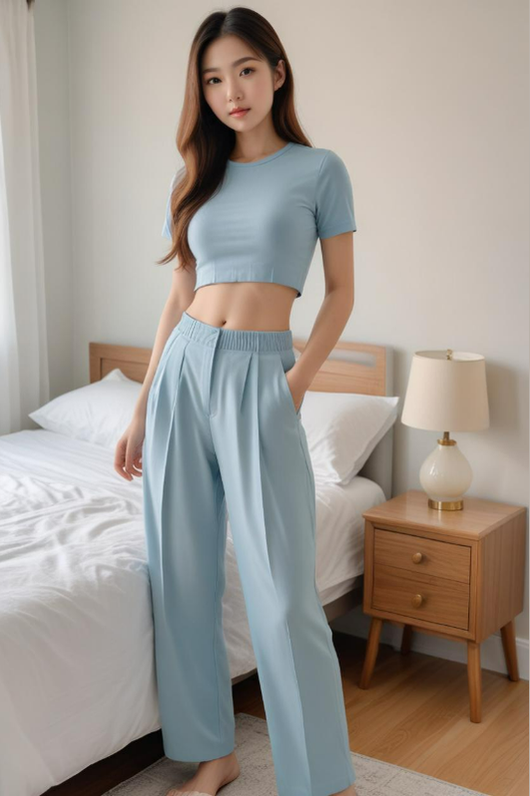 Cropped Short Sleeve Top and Pants Lounge Set